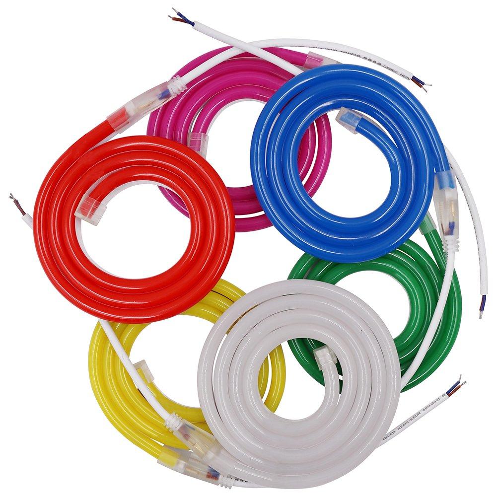 XUNATA XUNATA 6.6ft LED Neon Rope Light, Waterproof Yellow Tube DC 12V 240 LEDs SMD 2835 Flexible LED Strip Lights for Garden Patio Party Christmas Thanksgiving Outdoor Decoration (Warm White)