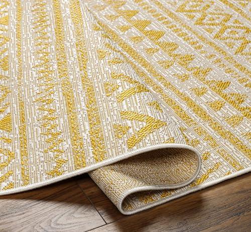 MARK & DAY Mark&Day Outdoor Rugs, 7x7 Goff Global Indoor/Outdoor Saffron Square Area Rug, Non Shedding Yellow Carpet for Patio, Porch, Deck, Bedroom, Living Room or Kitchen (6'7" Square)