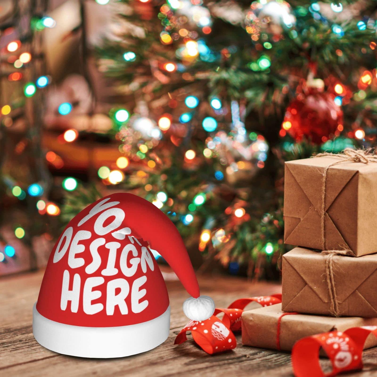 Generic Custom Santa Hat Custom Christmas Hats Hat Add Your Text/Photo/Logo Here Personalized Christmas Hat
