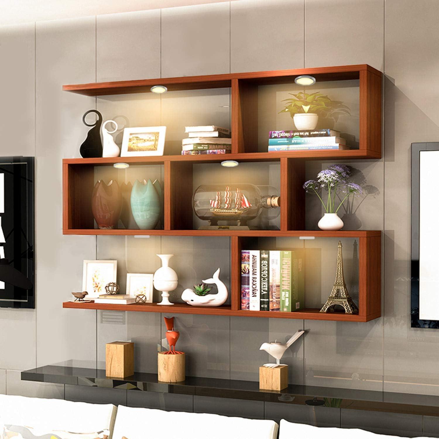 Cefrank Cefrank Dimmable Puck Lights, 6pcs Warm White Bookcase Lighting Kit w/Rotary Dimmer Switch, Total of 18W, 1500 Lm LED Under Cabinet Lights - Warm White, 3000K