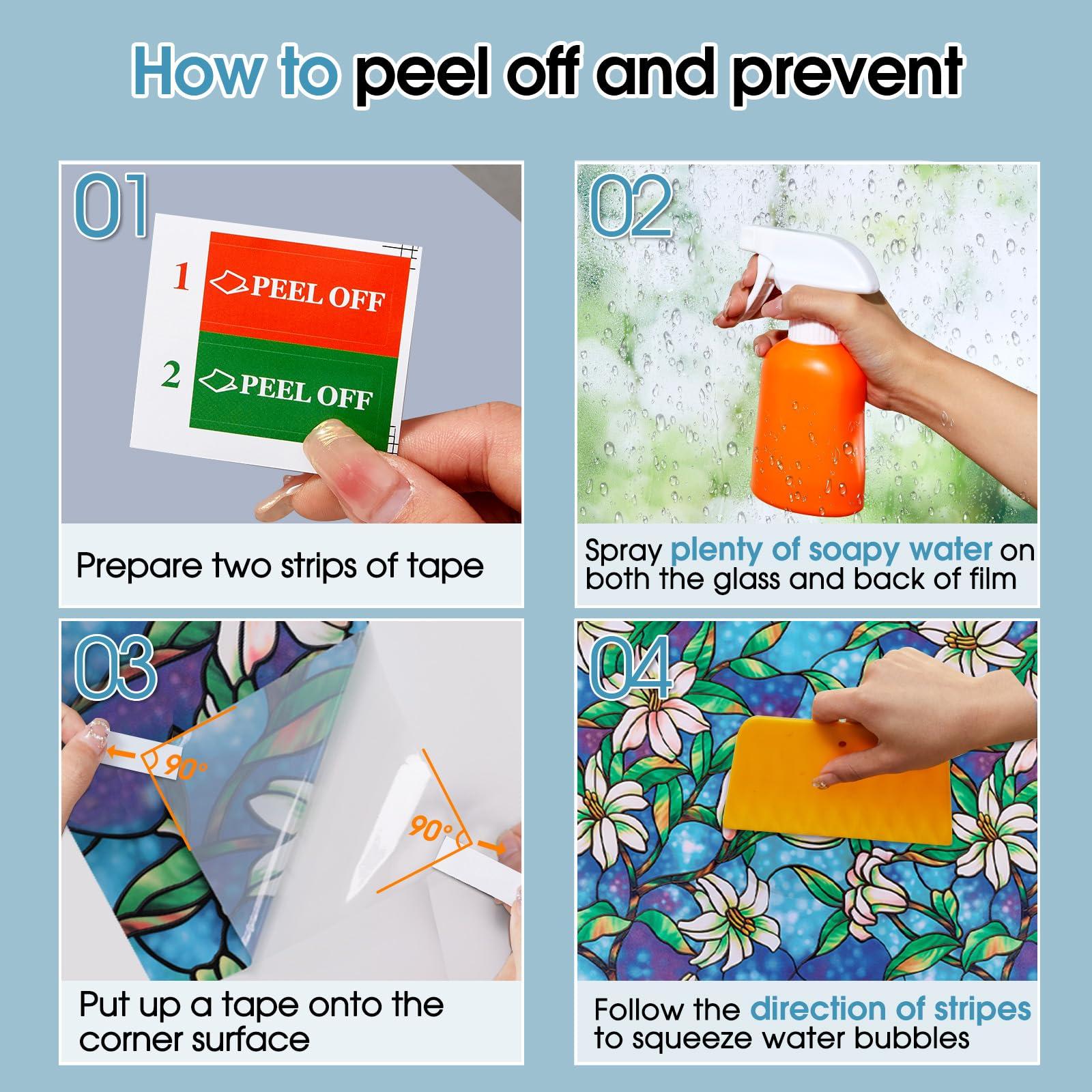 Coavas Coavas Window Privacy Film, Frosted Stained Glass Window Film Decorative Window Cling Privacy Film for Glass Windows, Bathroom Non Adhesive Window Tint for Home (Vinyl, 17.5\" x 78.7 \")