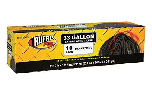 Berry Plastics Ruffies Pro 33 gal. Trash Bags Drawstring 10 pk