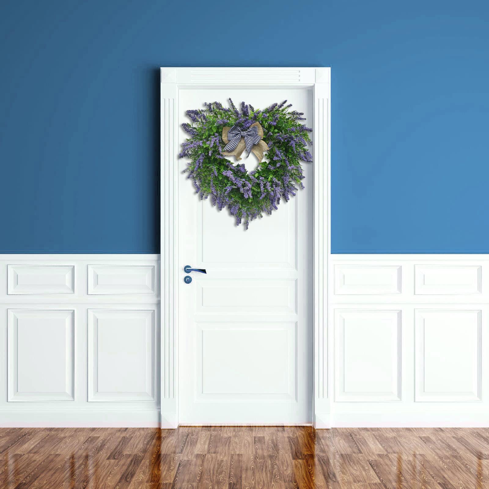 Wreaths Valentines Door Wreath, Valentine\'s Day Garland Purple Porch Gifts Handmade School Ribbon Burlap Outdoor Heart Shaped Spring Party Supplies Lights