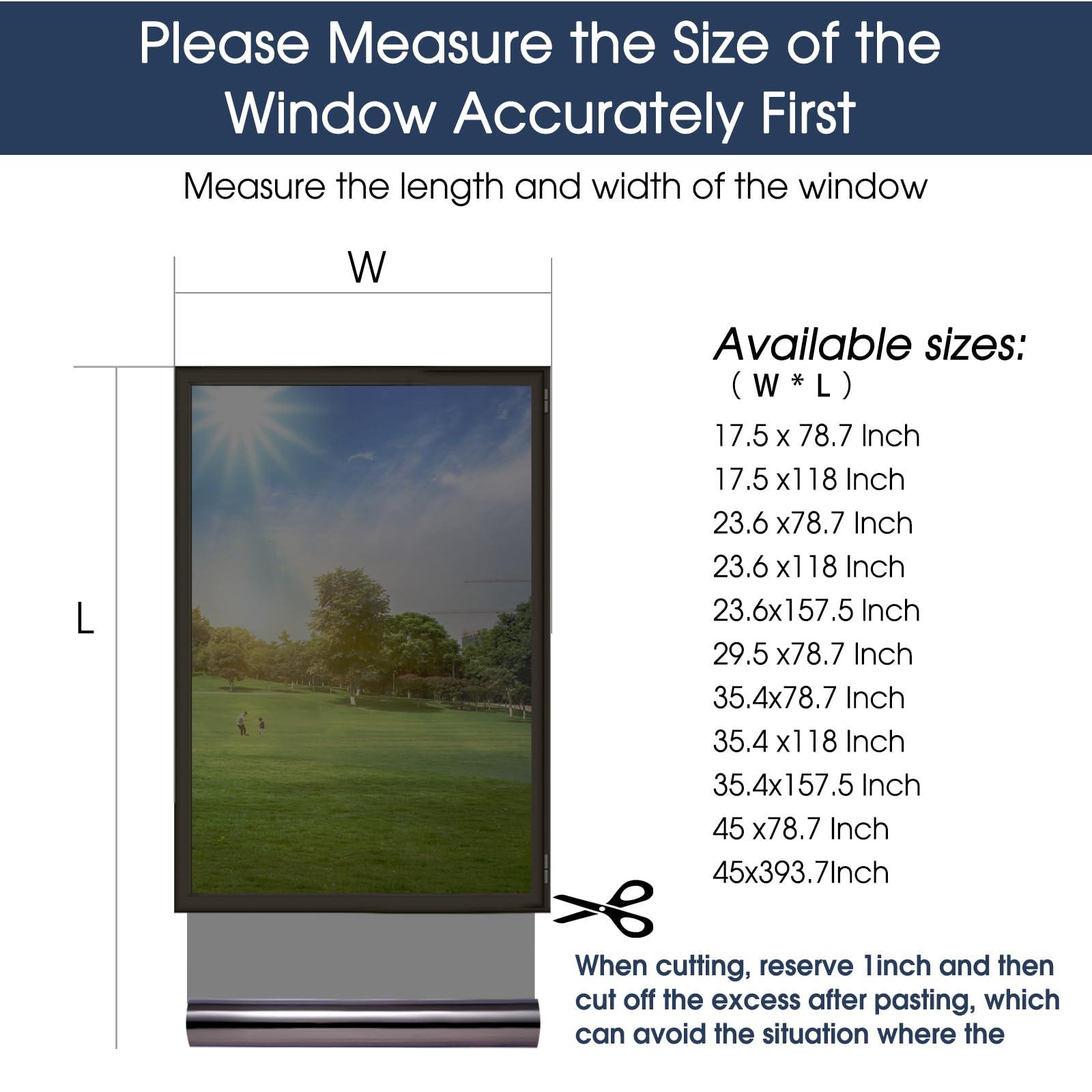 Coavas Coavas One Way Privacy Window Film, Daytime Window Film See Out Not in, Reflective Window Tint Heat Blocking, Static Cling for Home Office, 35.4 Inch X 9.8 Feet