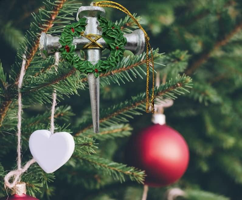 Westmon Works The Christmas Nail Ornament with Story Card Nails of Jesus Christ on The Cross with Wreath Set