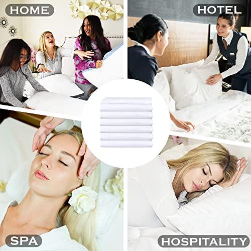 GOLD TEXTILES Twin 6 Piece White Bed Sheets Set- 6 Flat Sheets (66x108)- 6 Fitted Sheets (39x80+10) and 12 Standard Pillowcases T-200 Economy Grade Bedding Sheets & Pillowcases Percale Wave Hotel Linens (Twin)