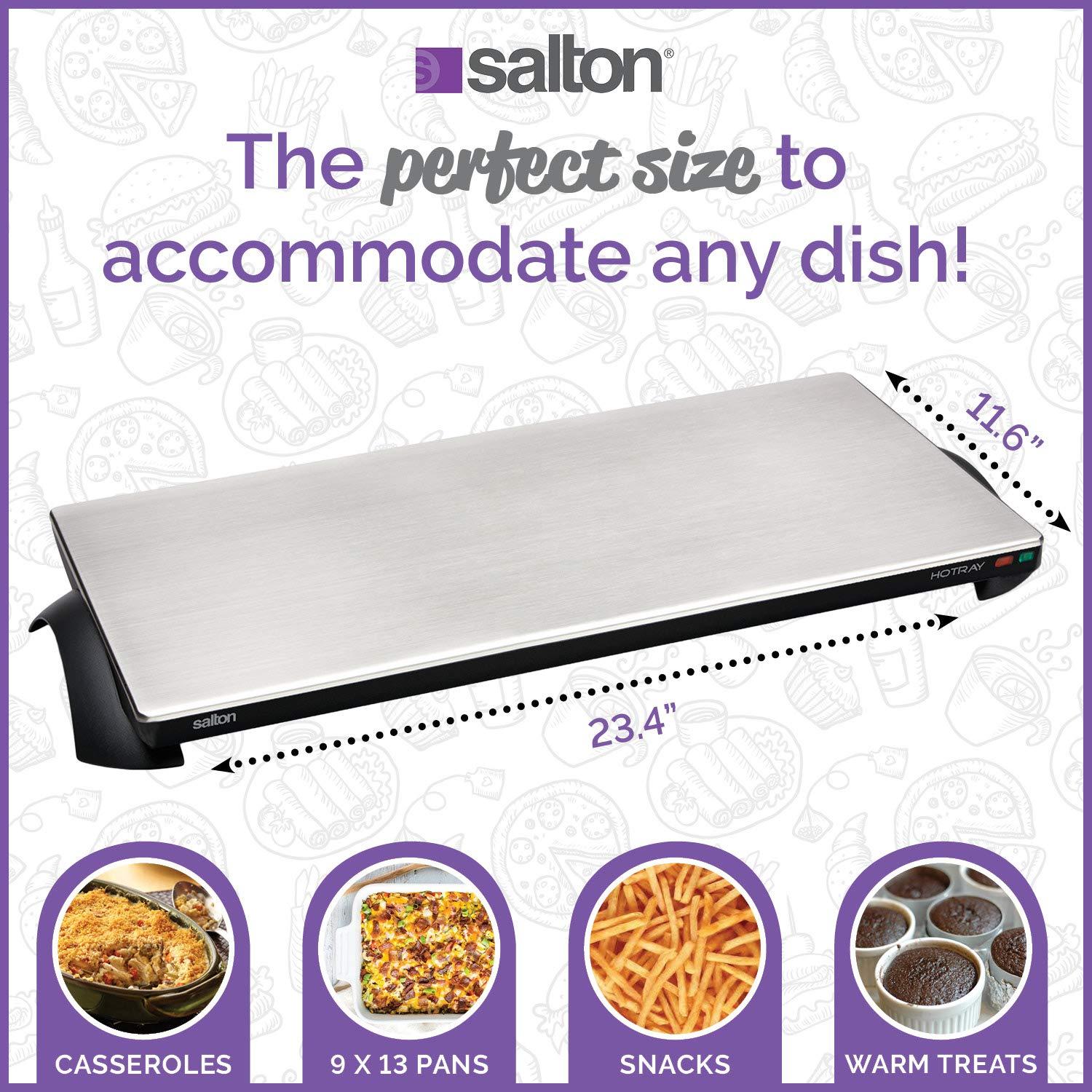 Salton Cordless Warming Tray by Salton | Large Electric Hot Plate | Cooking, Serving & Warming Tray | 23-3/4” x 11-3/4” Hot Plate