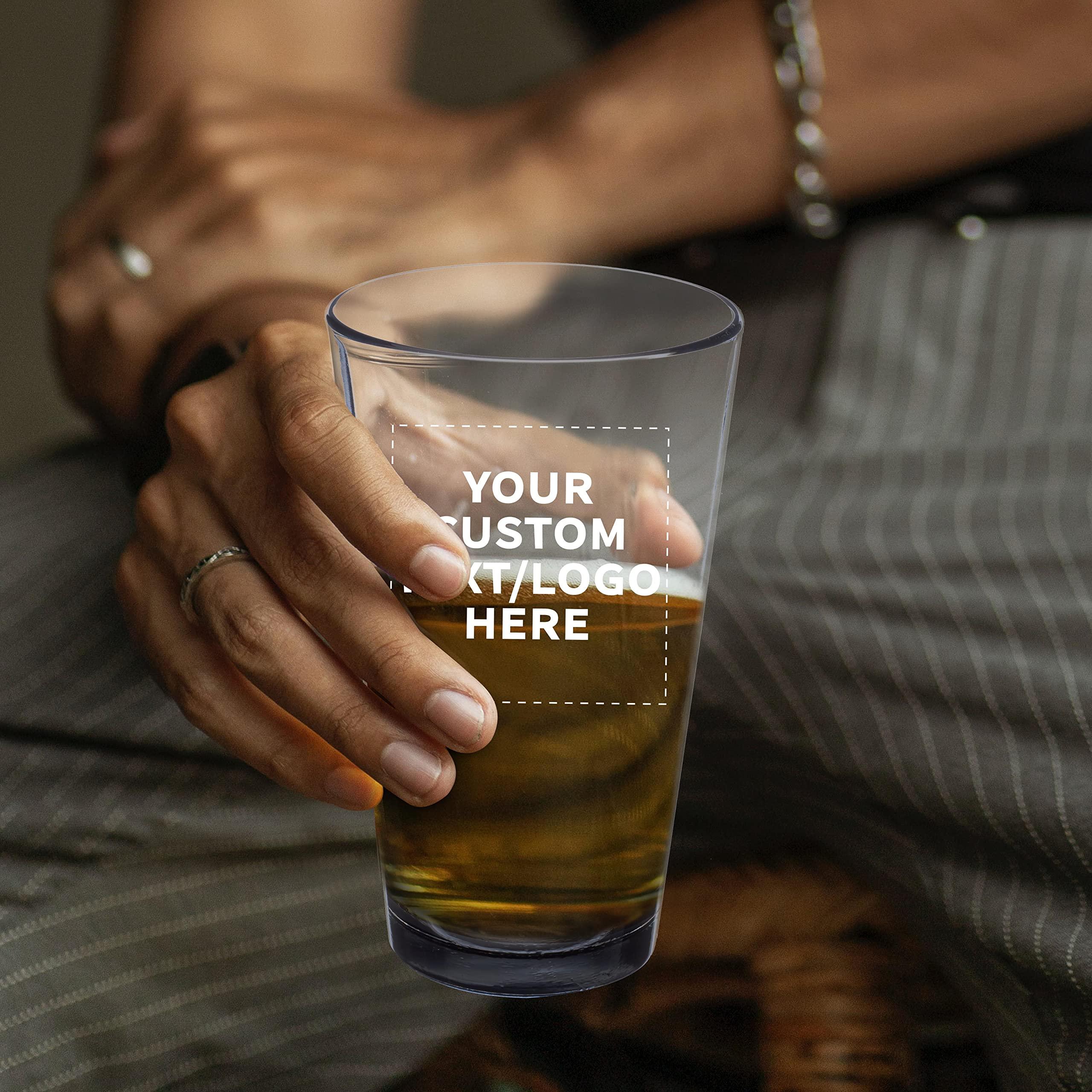 DISCOUNT PROMOS Custom Libbey Pint Glass 16 oz. Set of 50, Personalized Bulk Pack - Beer Glasses, Heavy Duty Drinkware - Black