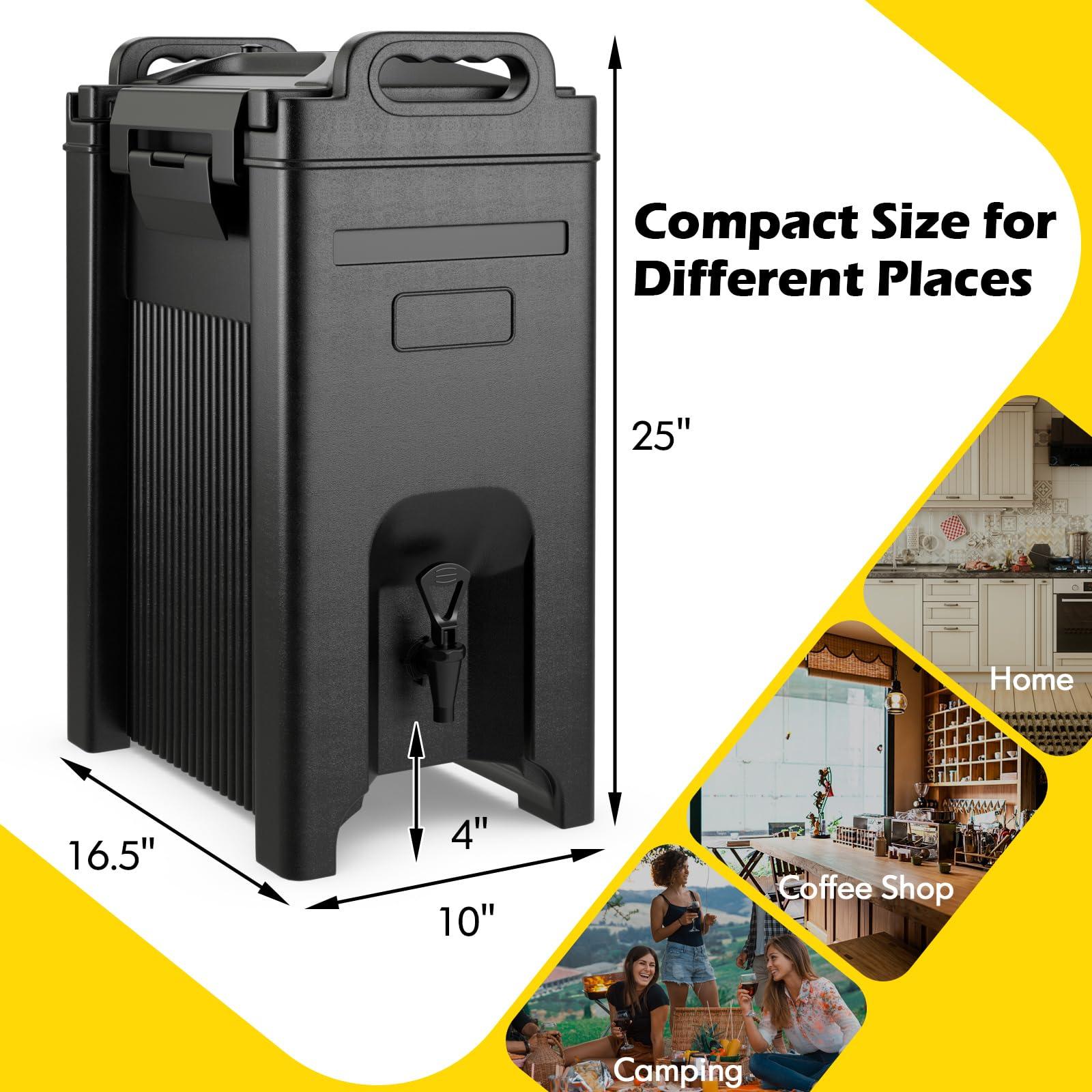 COSTWAY COSTWAY Insulated Beverage Dispenser, 5 Gallon Ice and Hot Drink Server with Handles for Catering, Food-grade LLDPE Material, Keep Hot Chocolate Coffee Tea Warm, Hot beverage Dispenser for Party
