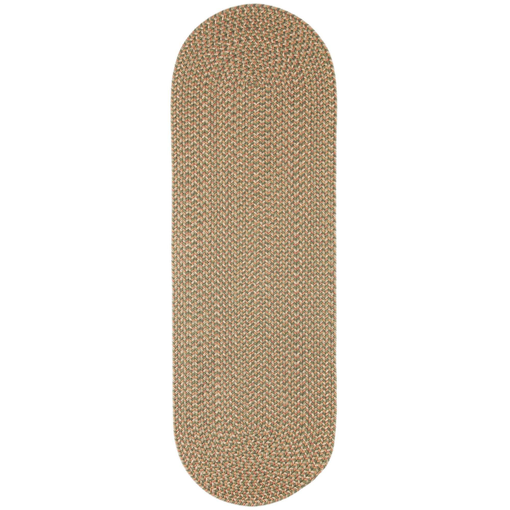 Super Area Rugs Super Area Rugs Braided Rug Sanibel Indoor/Outdoor Braided Classic American Made Carpet, Basil Tweed, 2' x 8' Oval Runner