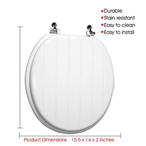 Trimmer Trimmer Engraved Panel Design Wood Toilet Seat, White.