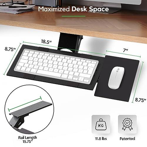 Uncaged Ergonomics KT1 Ergonomic Keyboard Tray Under Desk - Under Desk Keyboard Tray Slide Out with Adjustable Height and Tilt - Easy to Slide and Swivel 360 Degree - Keyboard Drawer with Adjustable Mouse Pad