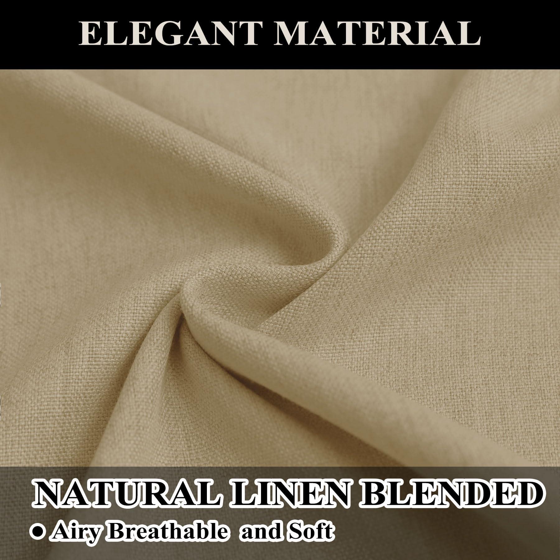 Fcosie Fcosie Extra Long Blackout Curtains Khaki (1 PC) - Flax Linen Drapes 288 Inches Long - 2 Story High Living Room Drapes Window Panel - Thermal Insulated Grommet Top Draperies, 50" W x 288" L