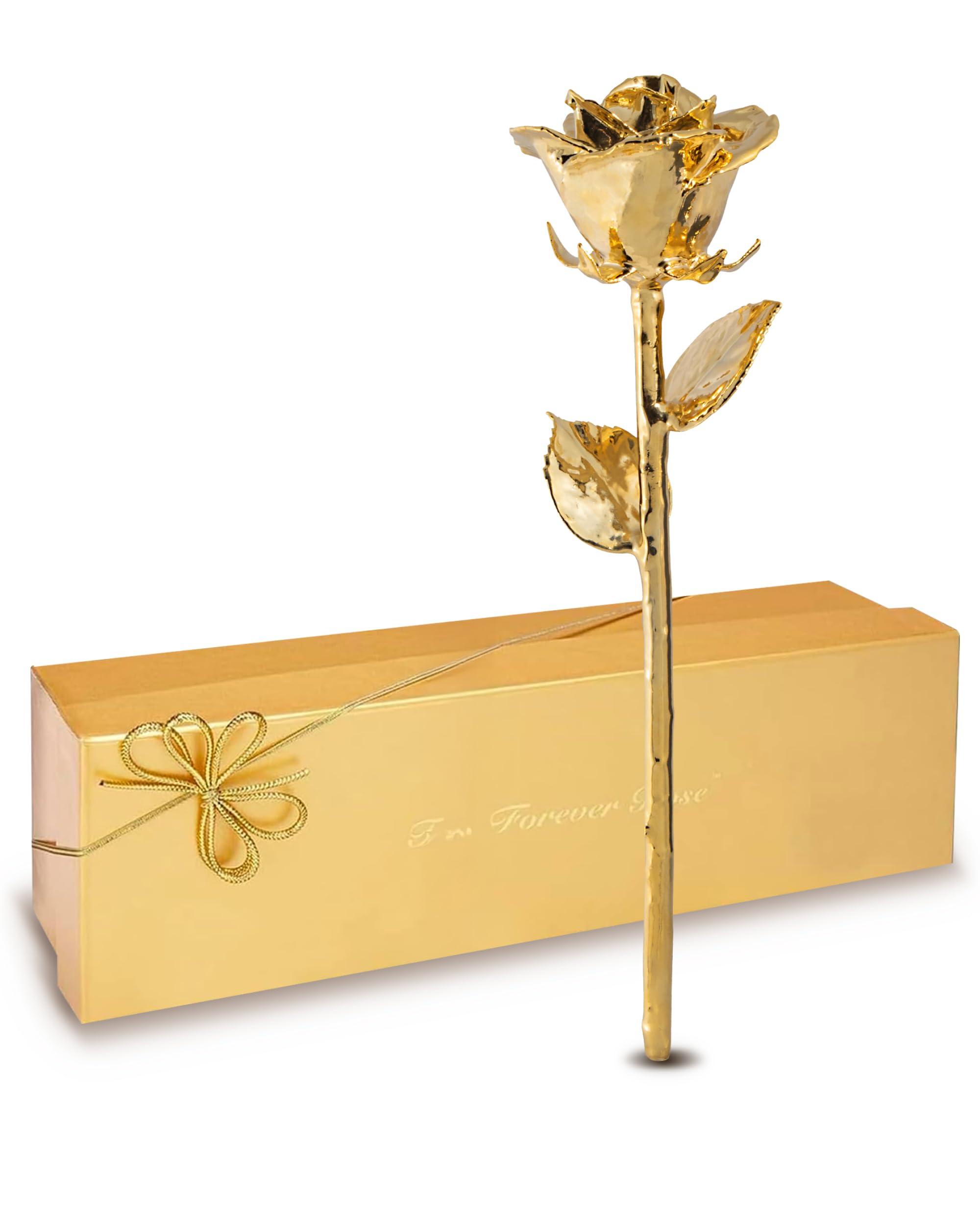 Forever Rose Forever Rose Real 24K Gold Rose, Genuine, One of A Kind Real Rose Hand Dipped in 24K Gold Roses, Everlasting & Beautiful 24K Gold Dipped Rose, Anniversary & Romantic Valentine\'s Day Gifts for Women