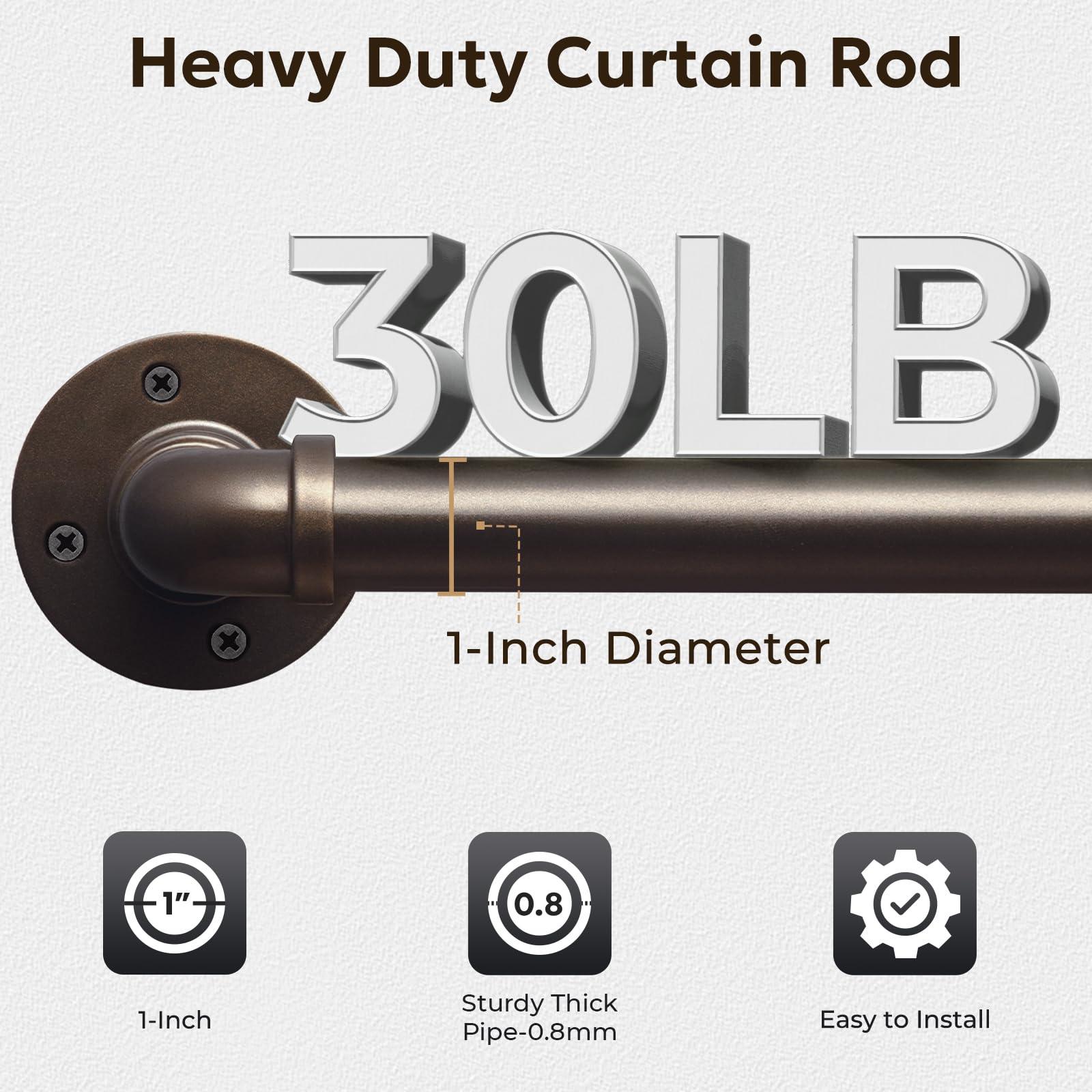 zeerobee Zeerobee Curtain Rods for Windows 120 to 240, 1 Inch Industrial Wrap Around Curtain Rod, Indoor/Outdoor Room Divider Adjustable Drapery Pole, 120"-240", Antique Bronze