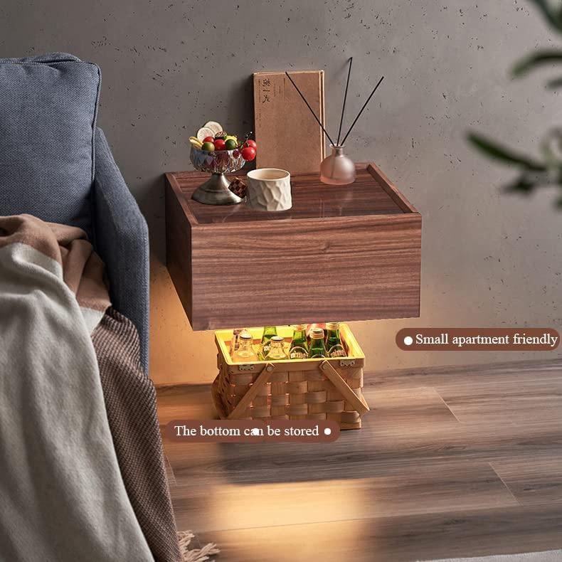 Lizipai Lizipai Floating Nightstand Wall Mounted, Romantic and Stylish Hidden Design Storage,Night Stand with Double Drawer, Hanging Bedside Table (Brown,18 X13X9)