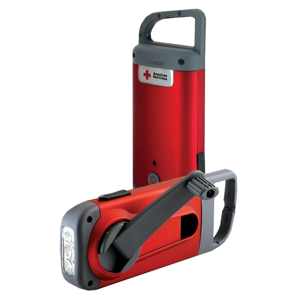 Eton Eton - American Red Cross Clipray Crank-Powered, Clip-On Flashlight & Smartphone Charger,Cherry Red,Hand Crank, Hands Free Carabiner Clip, Pack of 2