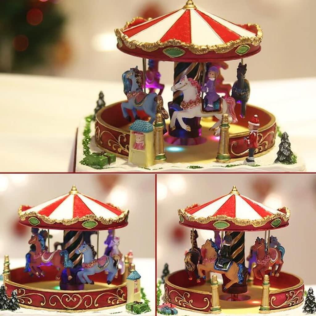 LZJN LZJN Desktop Music Box Wooden Music Box Square Carousel Music Boxes Graduation Commemorative Birthday Valentine's Day Perfect Home Decor