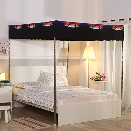 Mengersi Mengersi Galaxy Star Four Corner Post Bed Curtain Canopy Bedroom Decoration for Girls Adults Windproof Lightproof Bed Canopies Child Gift (Queen,Black)