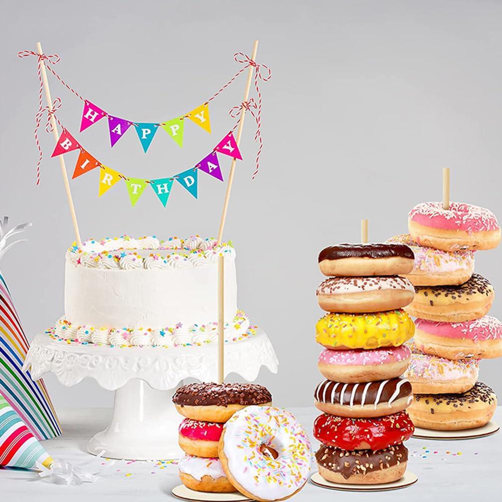 Abaodam Abaodam 8 Pcs Donut Tower Bagel Holder Stand Onion Ring Holder Treat Stands Donut Stand for Party Wood Donuts Bar Dessert Table Stands Donuts Treat Stand Donut Bar Wooden Decorations Baby