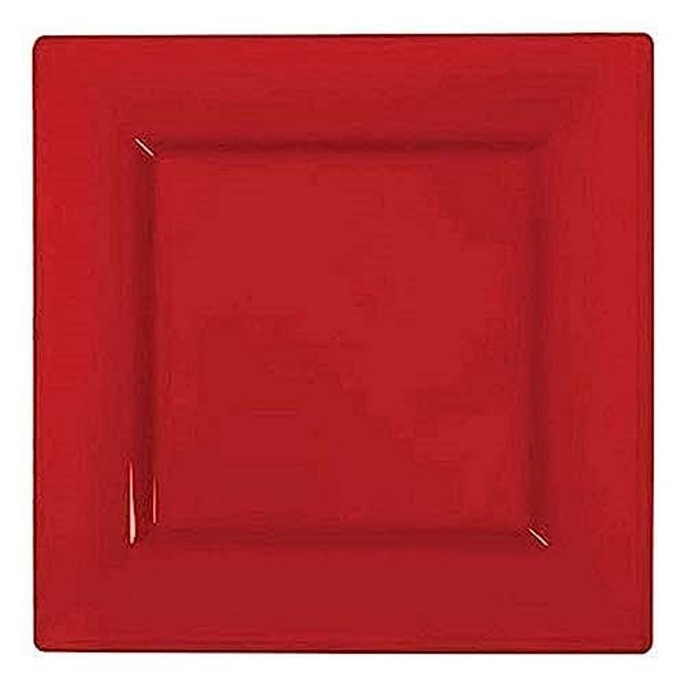 Kaya Kaya Elegant Red Square Dinner Plates - 9.5\" (Pack of 10) - Perfect for Weddings, Birthday Parties, Festivals & More