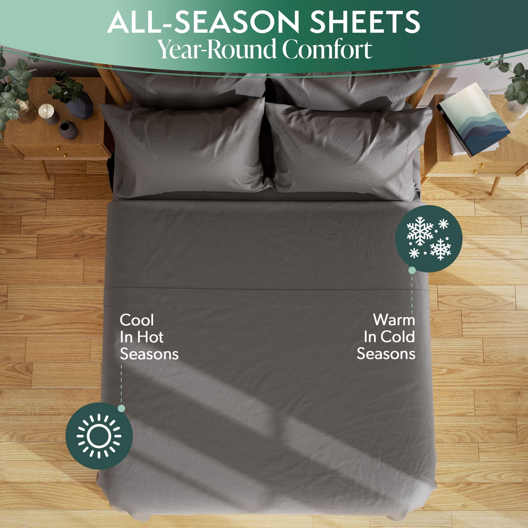 DREAMCARE 100% Eucalyptus Sheets, Tencel Sheets, California King Sheets, Lyocell Sheets | Eucalyptus Sheet, Cool Sheets for Hot Sleepers, California King Sheet Sets | Deep Pocket + 2 Side Pockets - 6 pcs