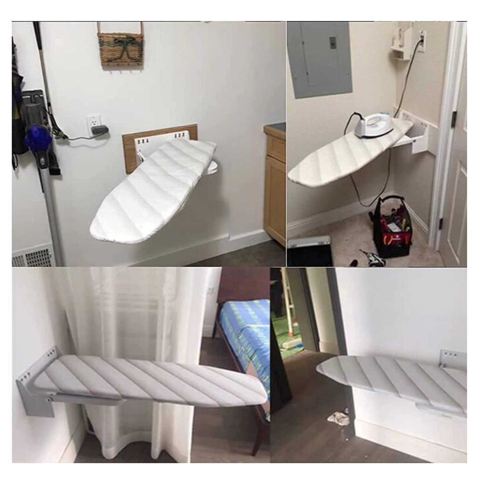 USZWBY Hiding Ironing Board Wall-Mounted Ironing Board with Heat Resistant Cover,37.4in Fold Drop Down Laundry Iron Boards,for House Held Laundry Space Saving Ironin Foldabl (Wall Mount)