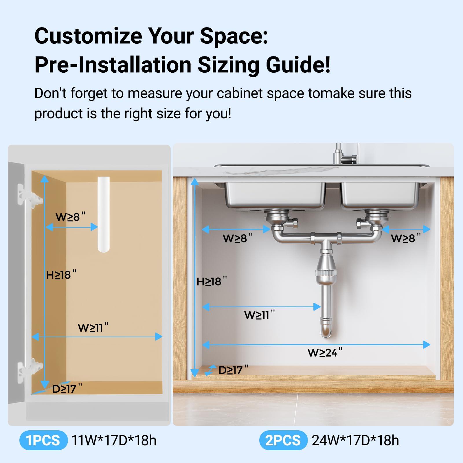 TISTAYA TISTAYA Pull-out Under Kitchen Sink Organizer, Metal Functional Under Sink Organizer, Height Adjustable Under Bathroom Sink Organizer, Under Sink Storage for Kitchen Bathroom Cabinet (White)