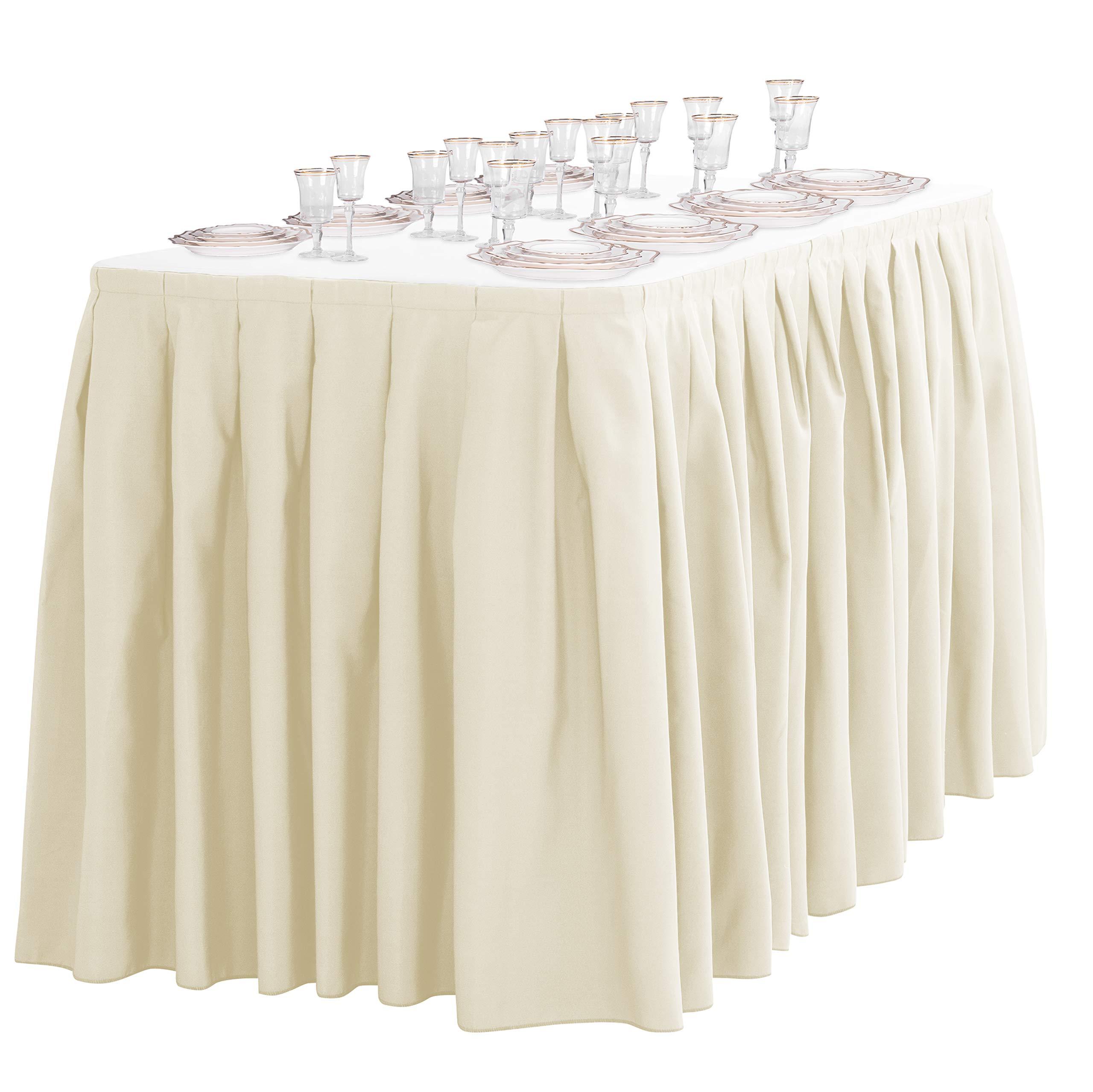 LTC LINENS LinenTablecloth 21 ft. Accordion Pleat Polyester Table Skirt Ivory
