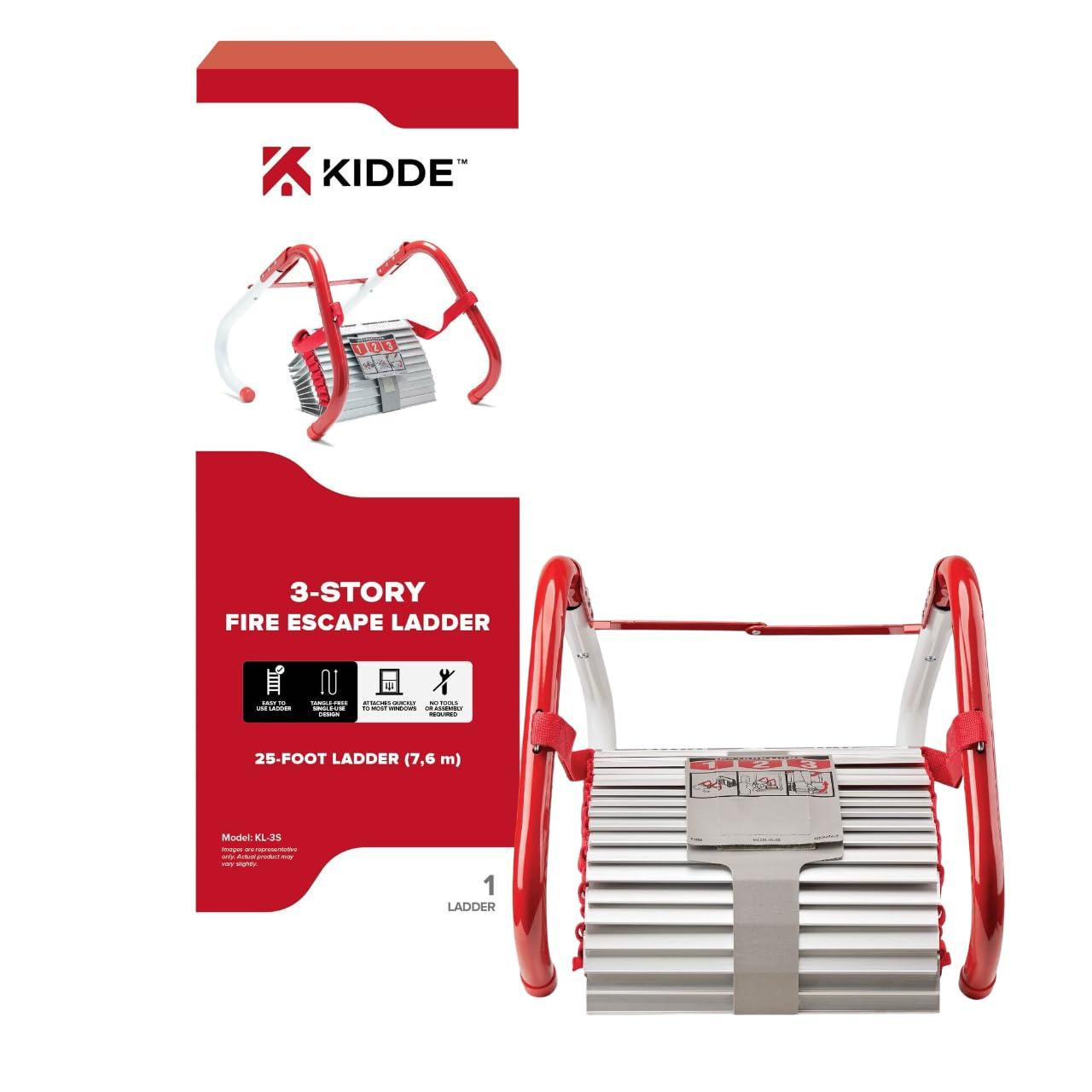 Kidde Kidde Fire Escape Ladder, 3-Story Rope Ladder, Extends to 25-Feet, Anti-Slip Rungs