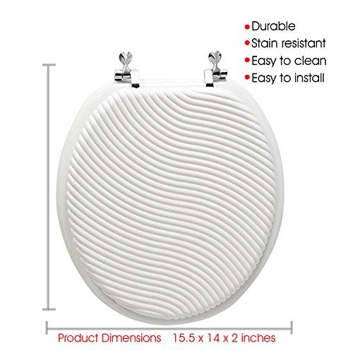 Trimmer Trimmer Engraved Sand Wave Design Wood Toilet Seat, White.