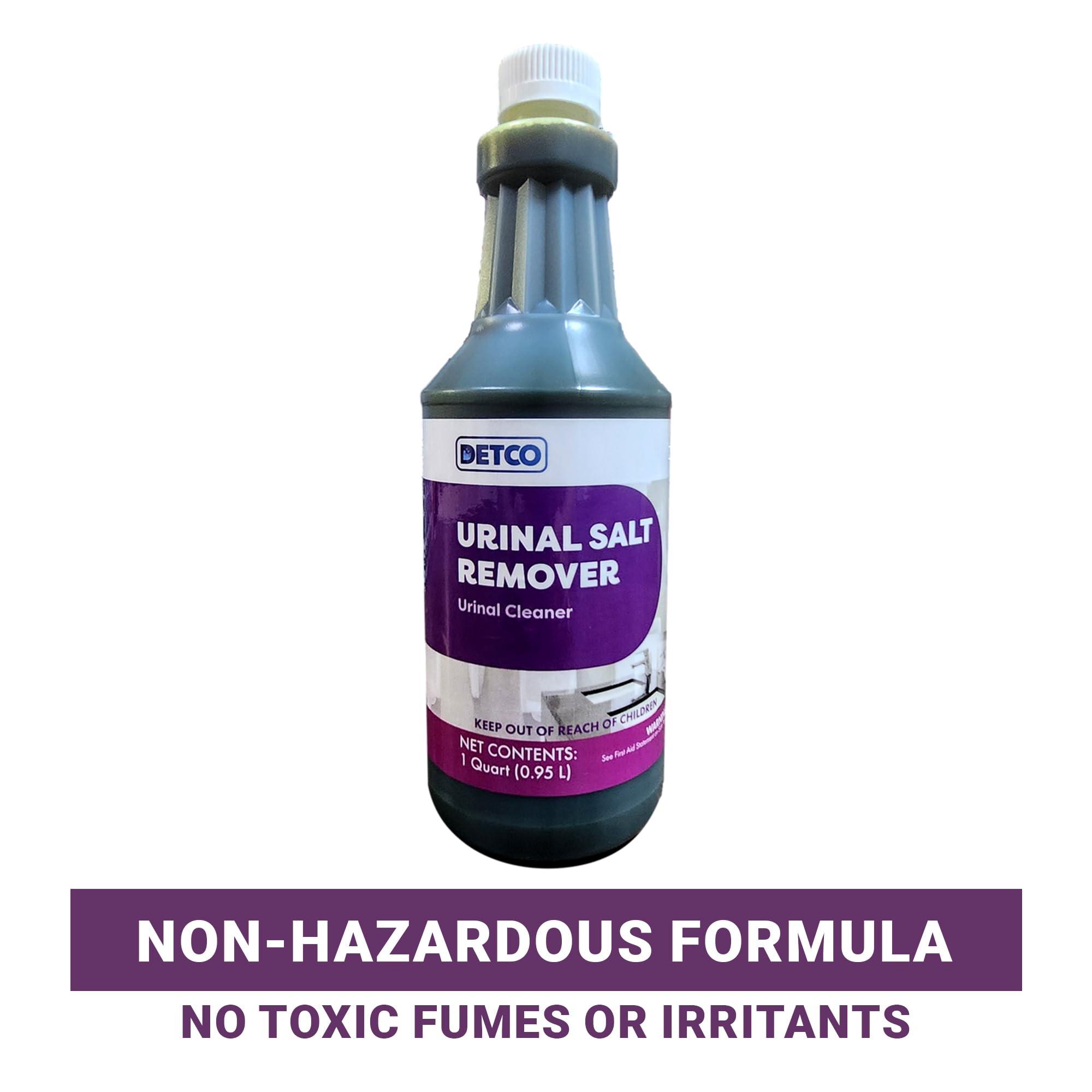 Detco Detco Urinal Salt Remover Concentrate - Safe on Pipes and Plumbing, Odor Control, Cleans Rust, Scale, and Uratic Salt Build-Up, 1 Quart