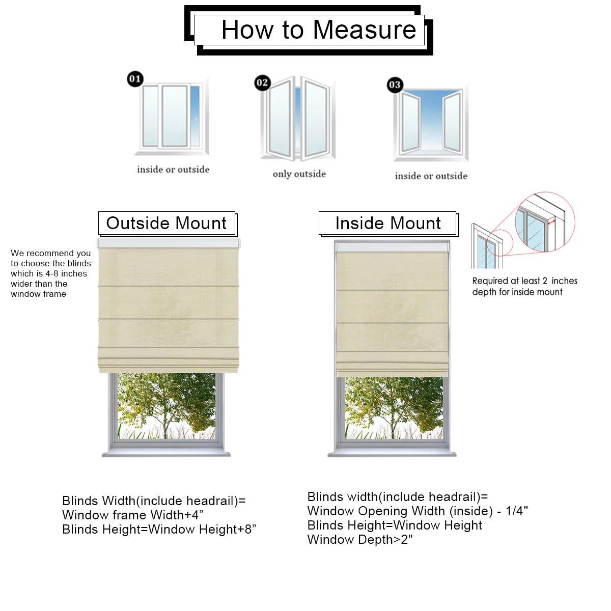 Amingrui Cordless Roman Shades for Windows 100% Blackout Fabric Roman Blinds with Elegant Privacy Window Blinds for Home Living Room Bedroom Windows, White,50" W x 64" H