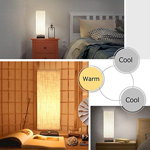ZEEFO ZEEFO Bedside Table Lamp, Retro Style Solid Wood Base Table Lamps with Fabric Shade Nightstand Mini Desk Lamps for Bedroom, Living Room, Bookcase (Square)