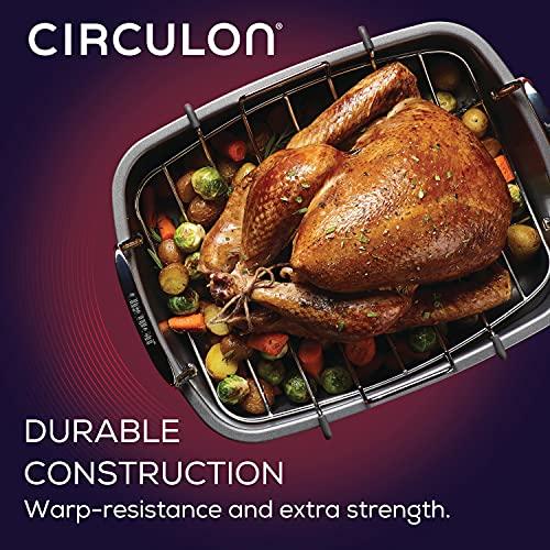 Circulon Circulon Nonstick Roasting Pan / Roaster with Rack - 17 Inch x 13 Inch, Gray