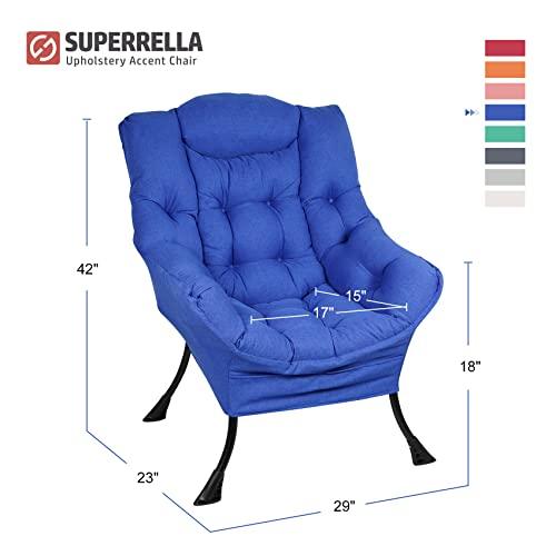 Superrella Superrella Modern Soft Accent Chair Living Room Upholstered Single Armchair High Back Lazy Sofa (Navy)