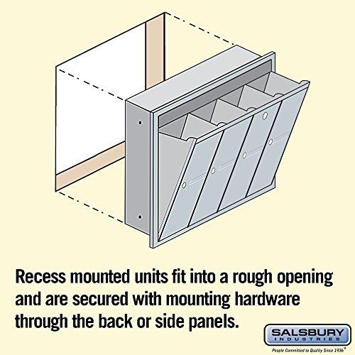 Salsbury Industries Salsbury Industries 3504ARP Recessed Mounted Vertical Mailbox with Master Commercial Lock, Private Access and 4 Doors, Aluminum
