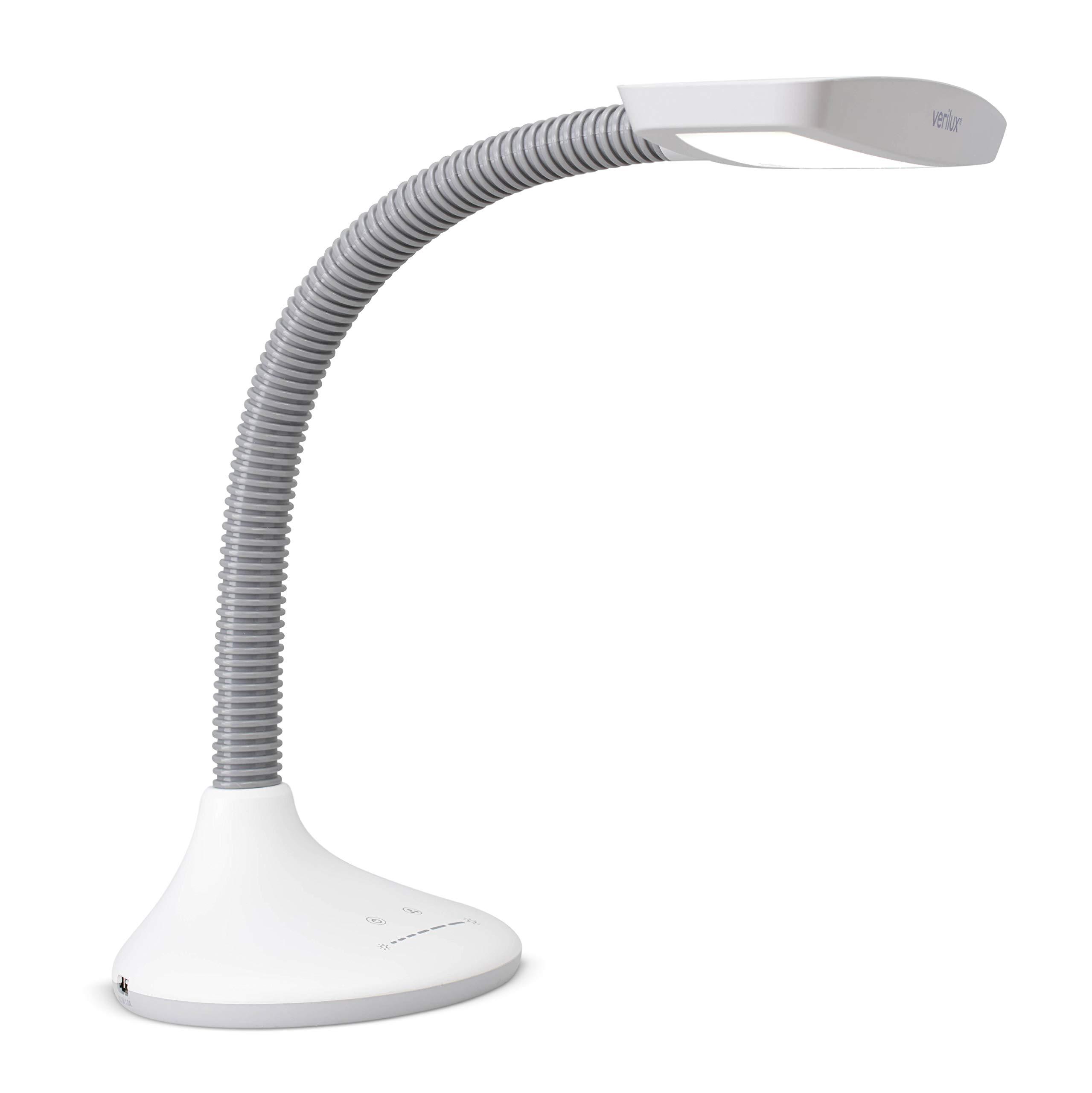 Verilux Verilux SmartLight Full Spectrum LED Desk Lamp with Adjustable Brightness, Flexible Gooseneck and Integrated USB Charging Port - Reduces Eye Strain and Fatigue - Ideal for Readers, Artists, Crafters