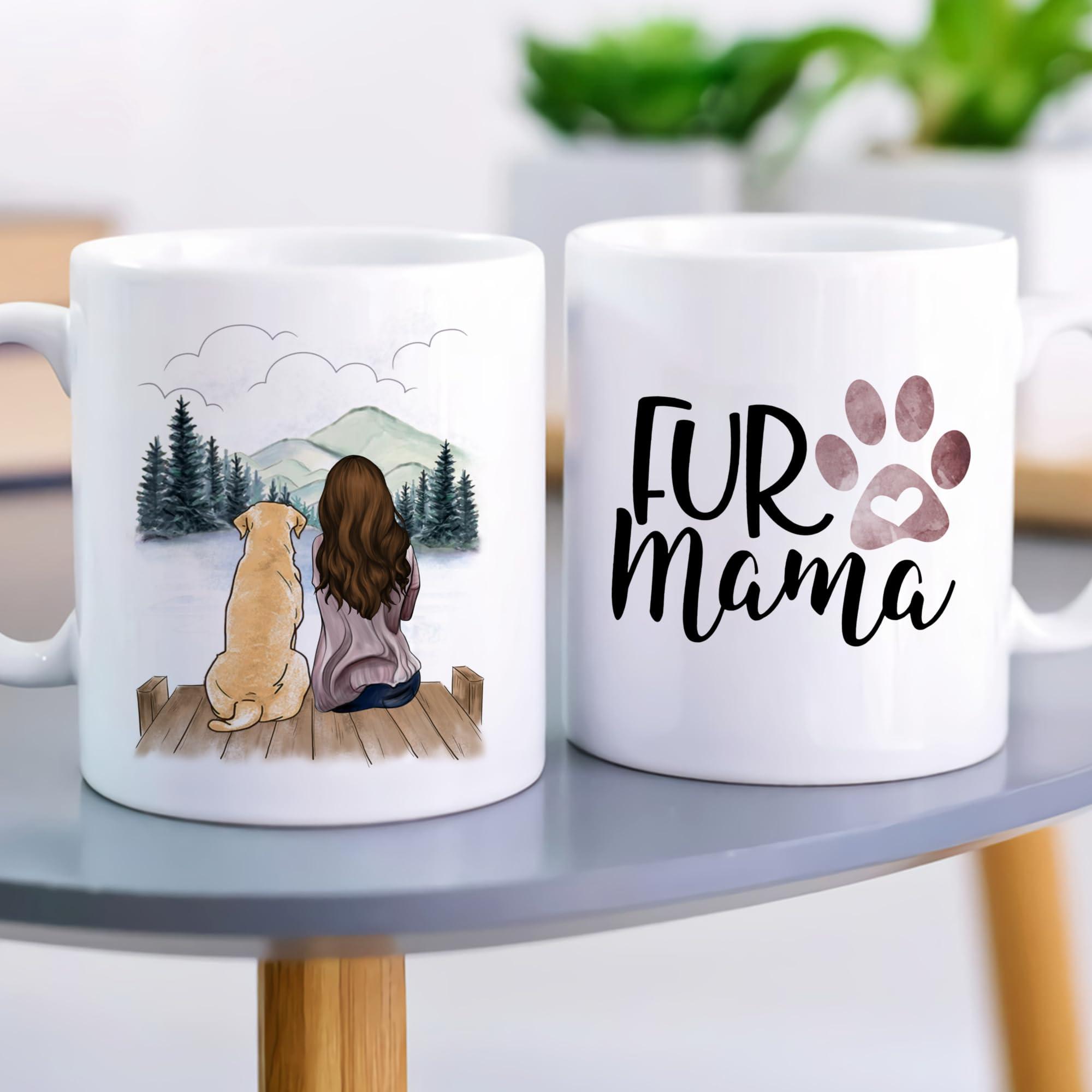 Gossby Gossby Dog Mom Coffee Mug - Gift for Golden Labrador Retriever Dog Lover - Birthday, Christmas Dog Mom Gift for Women - 11oz Ceramic Mug with Dog - A Girl and Her Dog Gift with Mountain - Fur Mama Mug