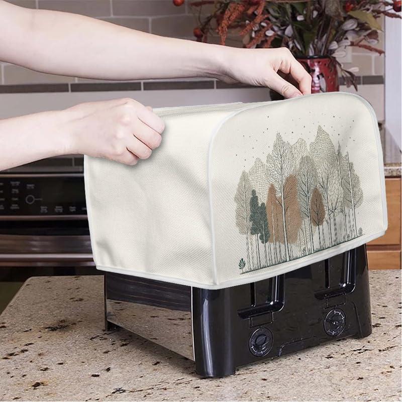 Xarleslyna Xarleslyna Four Slice Toaster Cover Forest Painting Beige Toaster Cover Toaster Covers Protector Keep Off Stains Fingerprint and Cat Hair