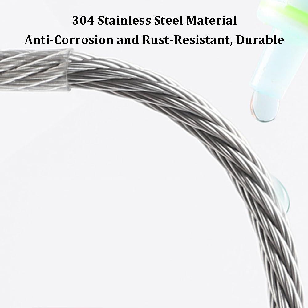 WIGING Stainless Steel Wire Rope, Garden Climbing Plants Suspension Wire Rope with 5 Clamps, 2 Snaps, 1 Wrench for Outdoor Craft Curtains Fence(4m/13.12ft)