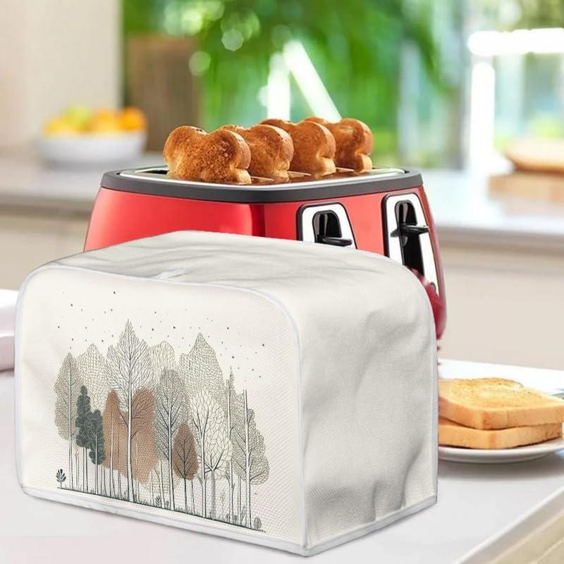 Xarleslyna Xarleslyna Four Slice Toaster Cover Forest Painting Beige Toaster Cover Toaster Covers Protector Keep Off Stains Fingerprint and Cat Hair