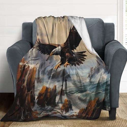 hRcstcS Bald Eagle Blanket Soft Fleece Throw Blanket Lightweight Plush Blanket Couch Throw Warm Blankets for Women Men 30\"*40\"76 * 100cm