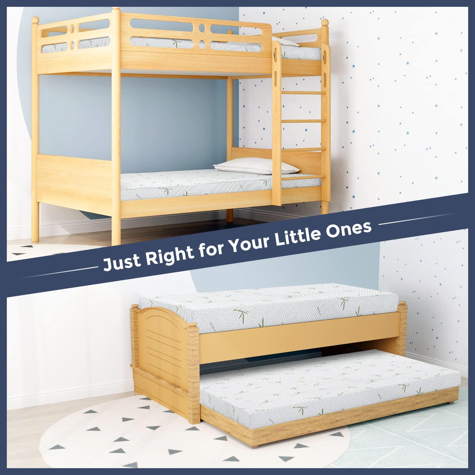 IULULU IULULU Twin Mattress in a Box, 6 Inch Twin Mattress for Kids with Breathable Bamboo Cover, Green Tea Memory Foam Mattress Made in USA for Bunk Bed, Trundle Bed, Medium Firm, CertiPUR-US Certified