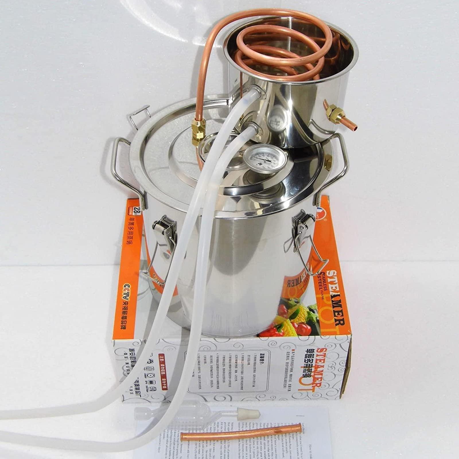 HKMA Stainless Steel Water Distiller with Built-in Thermometer and Copper Tube, Home Brewing,12l/3gal