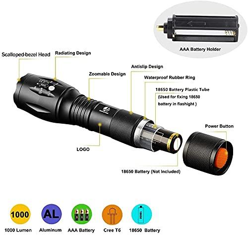 yIFeNG yIFeNG Tactical Flashlight Led Flashlight High Lumens S1000 - XML T6 Upgraded Flash Light Ultra Bright with Zoomable 5 Modes, Camping Accessories for Outdoor Emergency Gear (2 Pack)