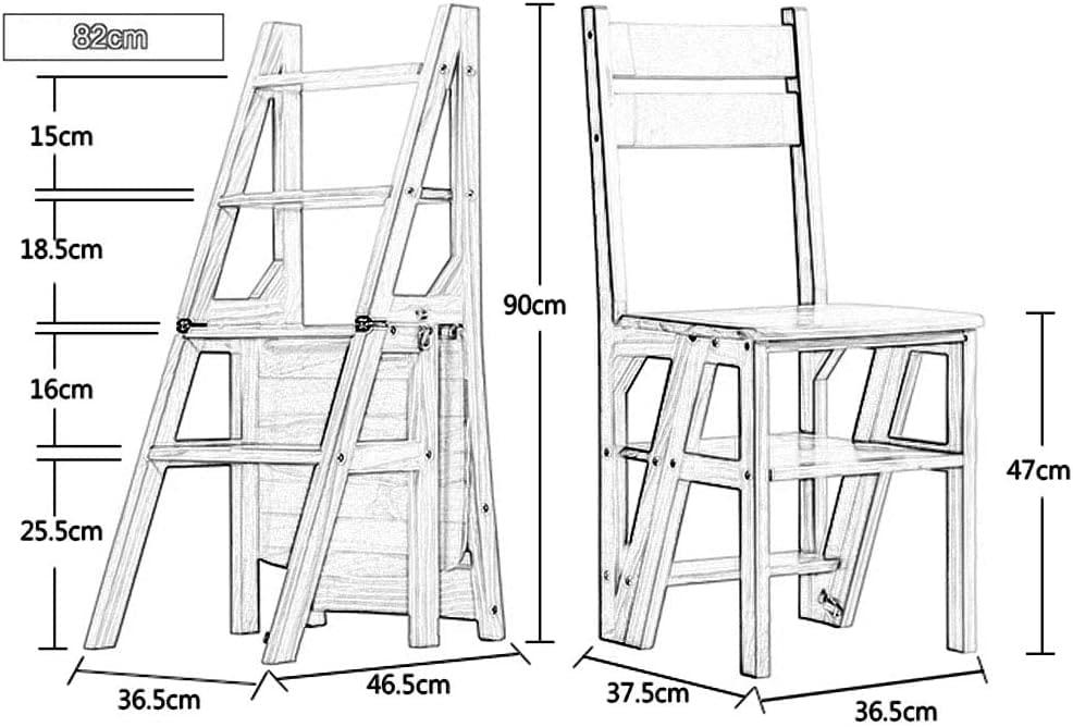 OKUOKA Step Stool Solid Wood Ladder Stool Folding Fold Up Library Steps Stool Multifunctional Wooden Shelving Ladder for Kitchen Office Use Ladder Chair (C)