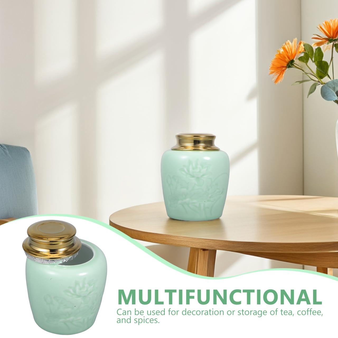 DECHOUS DECHOUS Ceramic Tea Canister Small 24oz Loose Leaf Tea Storage Container Porcelain Tea Canister with Lid for Loose Tea Sealed Ceramic Jar for Home Kitchen Office Tea Coffee Sugar