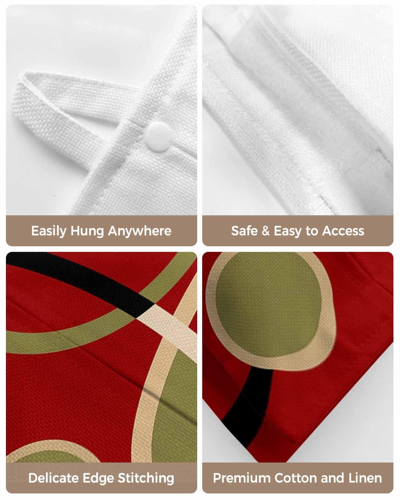 DOME-SPACE Tissue Box Cover, Red Brown Simple Line Circular Texture,2 Piece Rectangular Reusable Tissue Box Holder Hanging Tissue Bag for Bathroom,Office