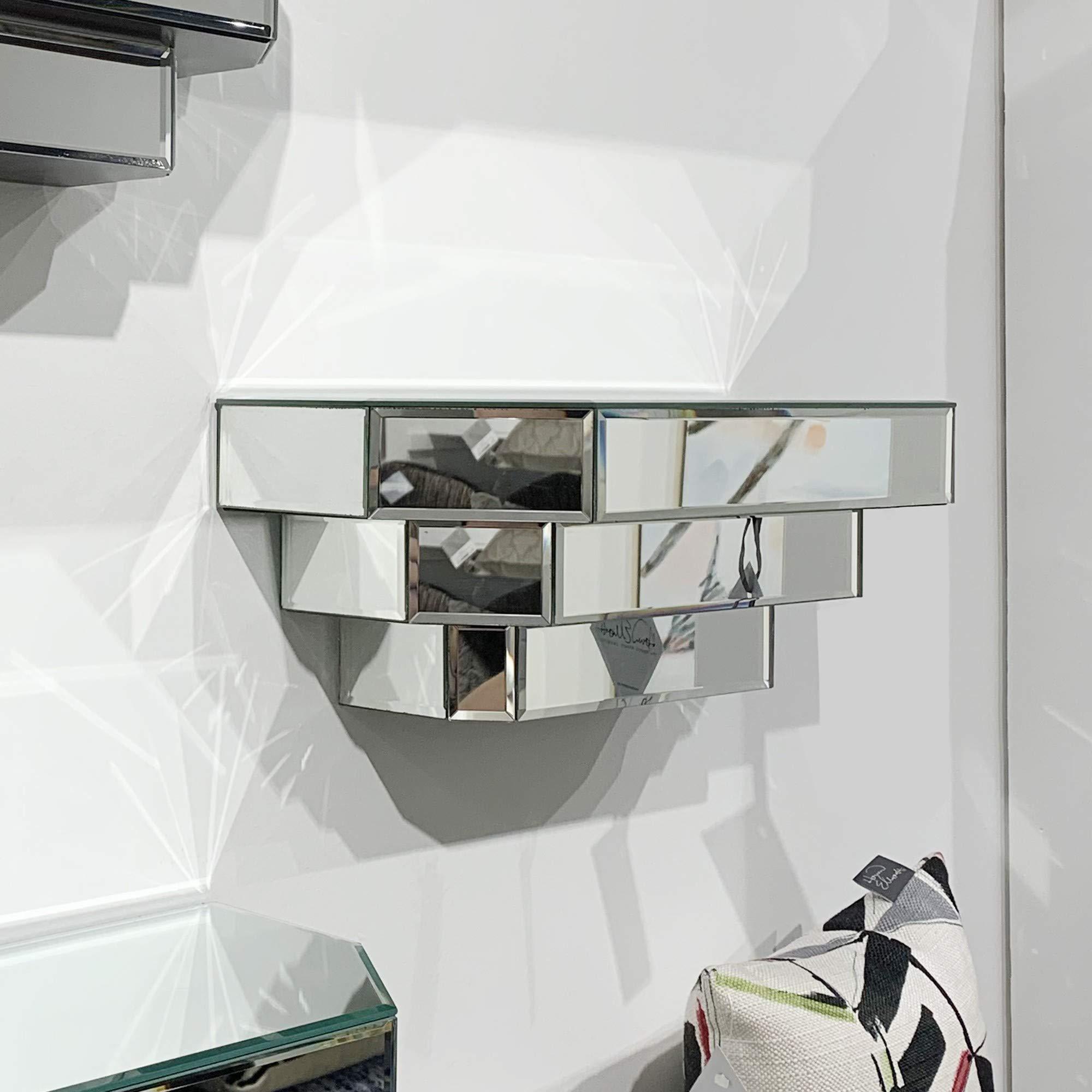 HomeRoots HomeRoots Glass/Wood Contemporary Stepped Mirrored Layers Wood Floating Wall Shelf
